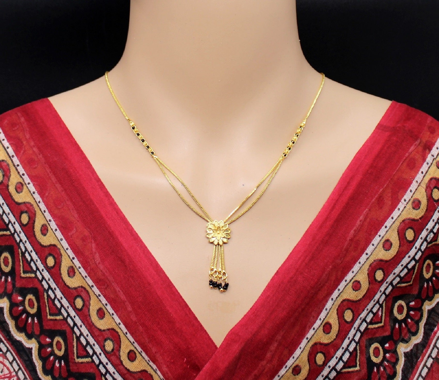 Floral Design Gold Plated Mangalsutra for Women – Double Chain Elegant Daily Wear 🌸✨