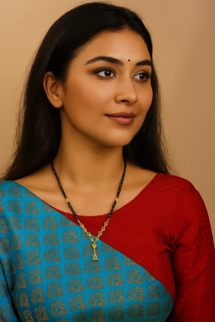 Classic Black Bead Gold-Plated Mangalsutra – Traditional Grace for Everyday Elegance