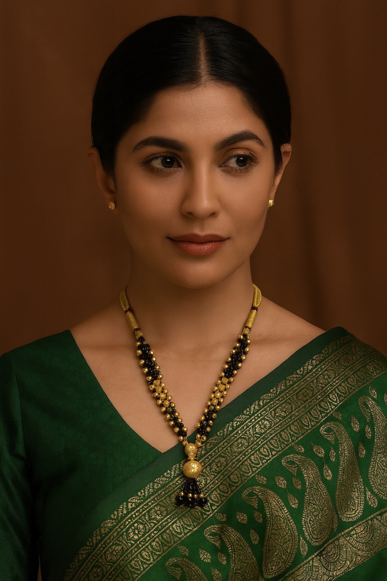 Royal Gold-Plated Double Layer Black Bead Mangalsutra – Traditional Maharashtrian Elegance 💛
