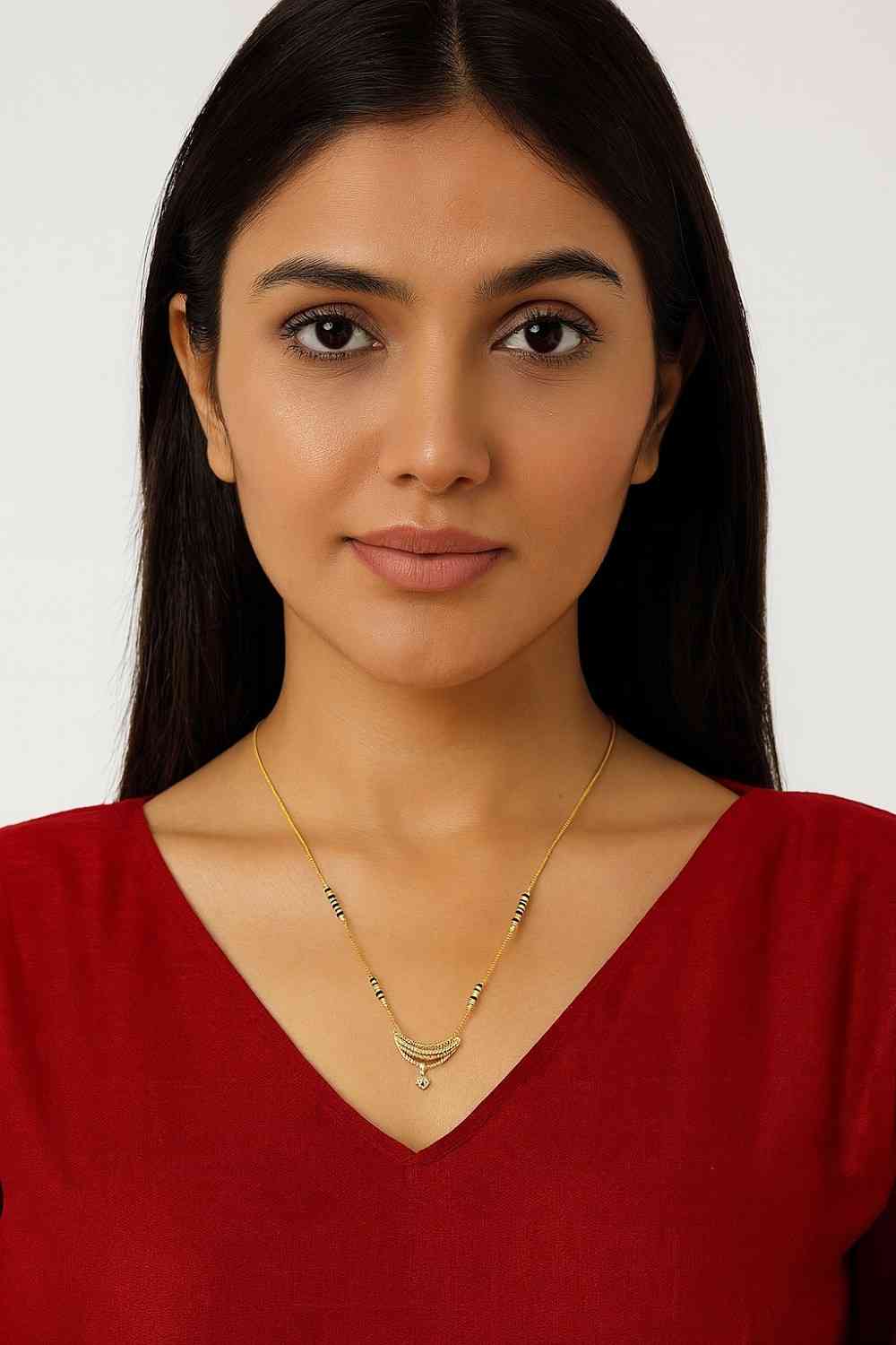 Classic Daily Wear Mangalsutra Chain with Minimal Pendant – Elegant Gold-Plated Design for Modern Women