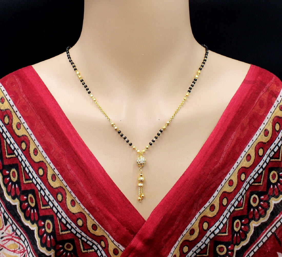Elegant Gold Plated CZ Mangalsutra for Women – Sparkling Daily Wear Design 💎