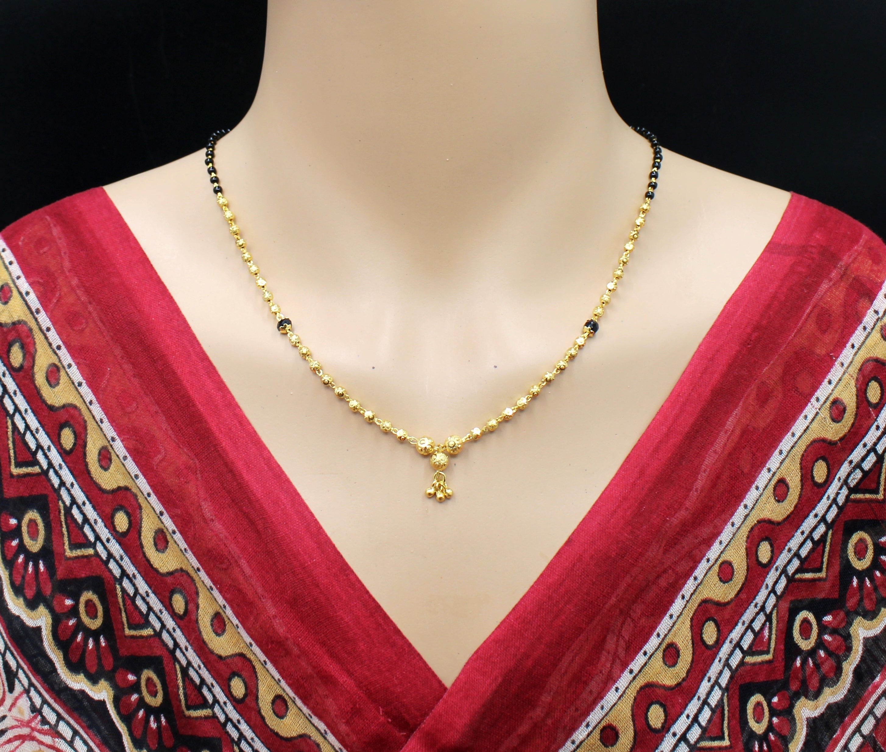 Traditional Gold Plated Round Bead Mangalsutra 💛 | Elegant Daily Wear Chain for Women