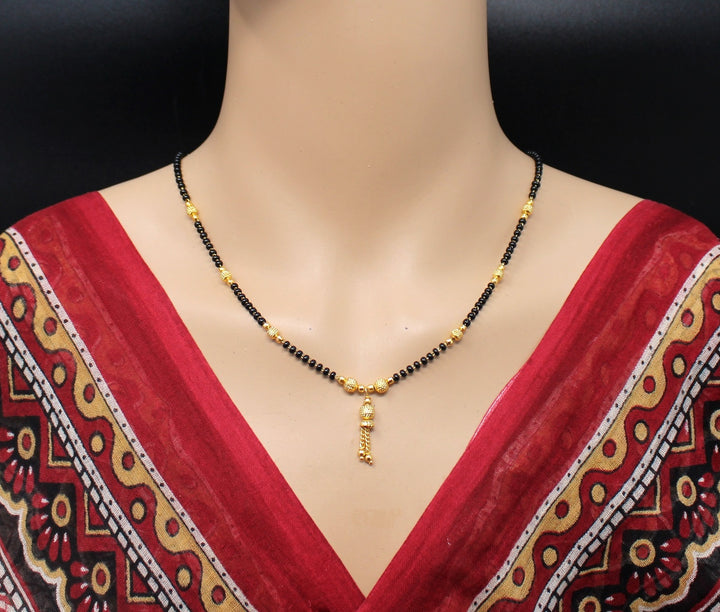 Modern Daily Wear Gold Plated Mangalsutra – Minimal Bead Design with Drop Tassel ✨