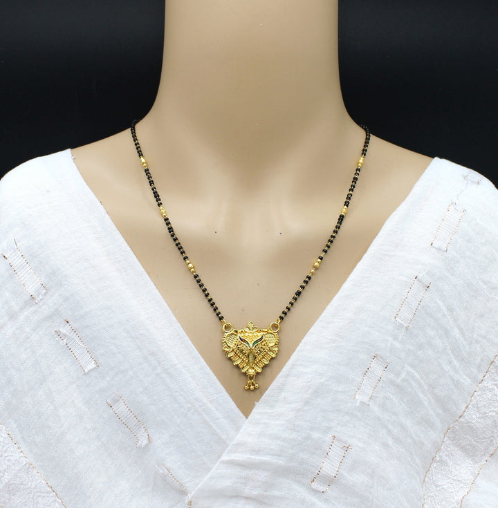 Antique Peacock Design Gold Plated Mangalsutra – Traditional Temple-Style Elegance 💛