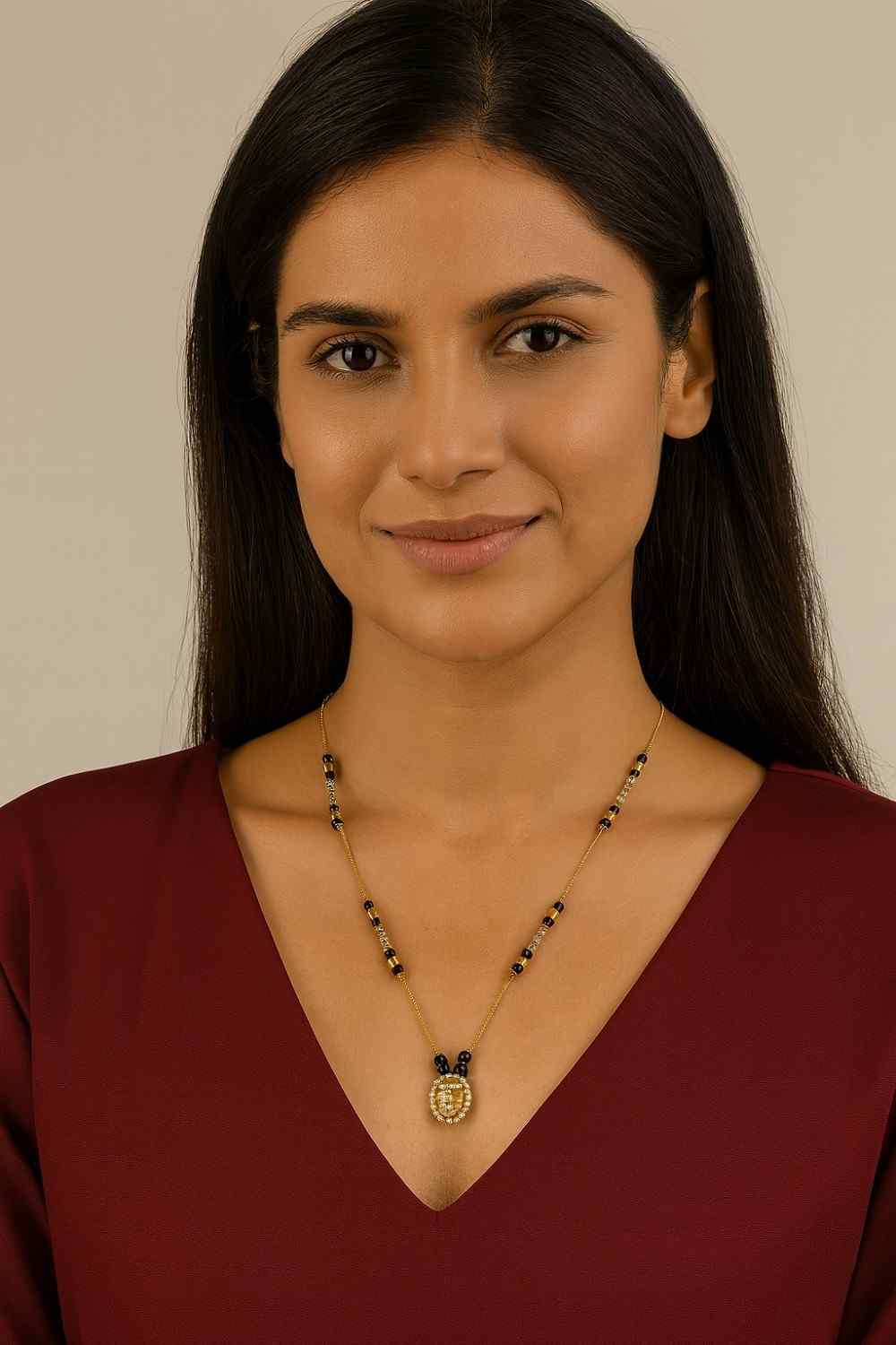 Traditional Pearl Drop Mangalsutra with Gold-Plated Pendant – Elegant Daily Wear Design for Modern Women