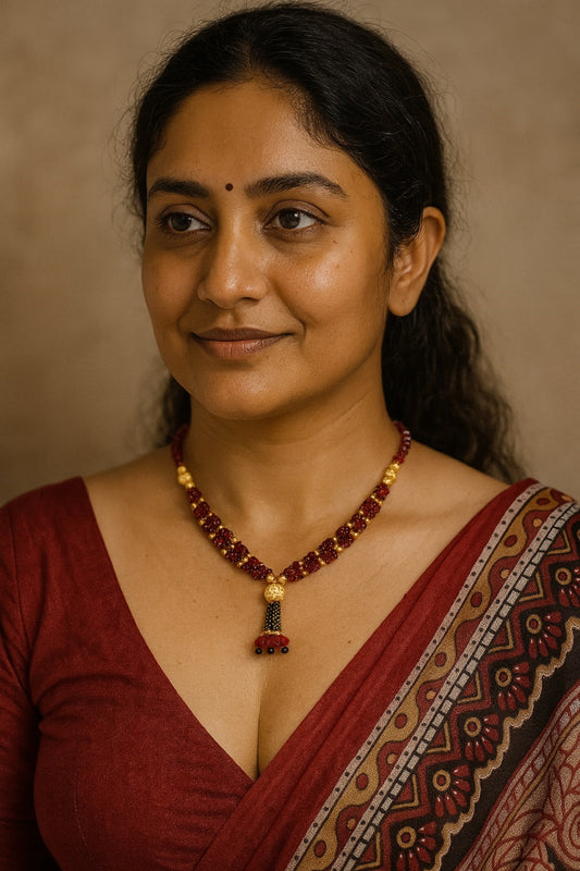 Classic Red & Gold Beaded Mangalsutra Necklace – Handcrafted Traditional Jewellery for Everyday Elegance