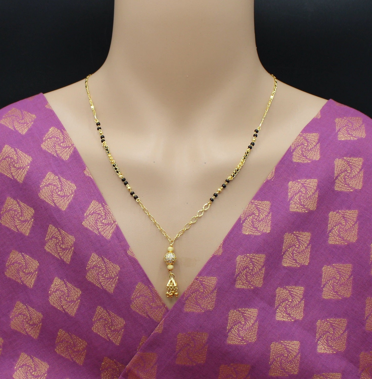 Elegant Daily Wear Gold Plated Mangalsutra with Hanging Pendant – Modern Traditional Design 💛