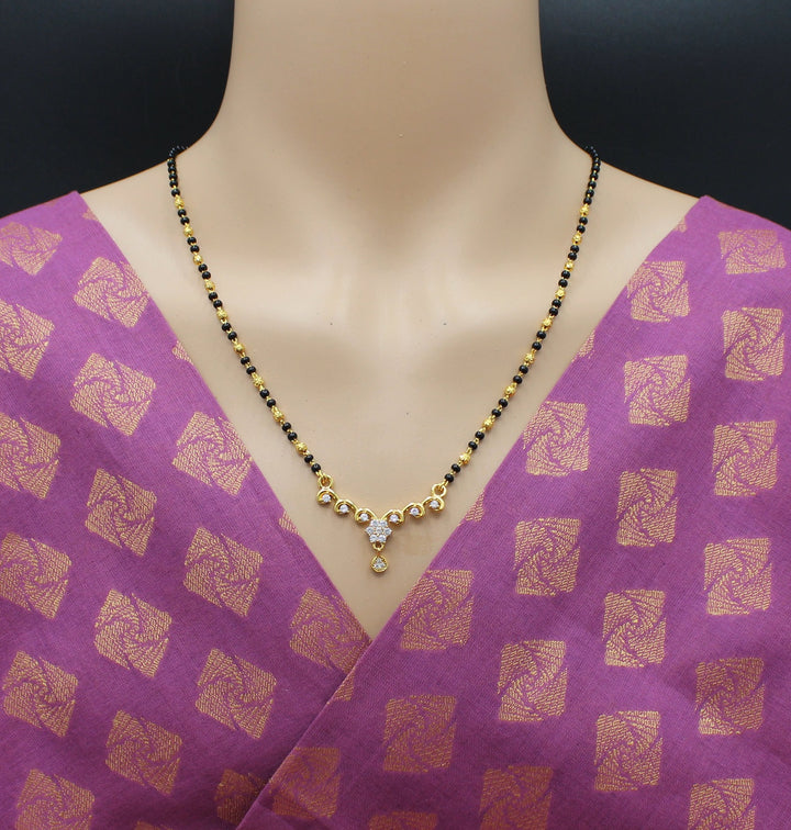 Sparkling Diamond Drop Mangalsutra – Elegant Gold-Plated Daily Wear 💎