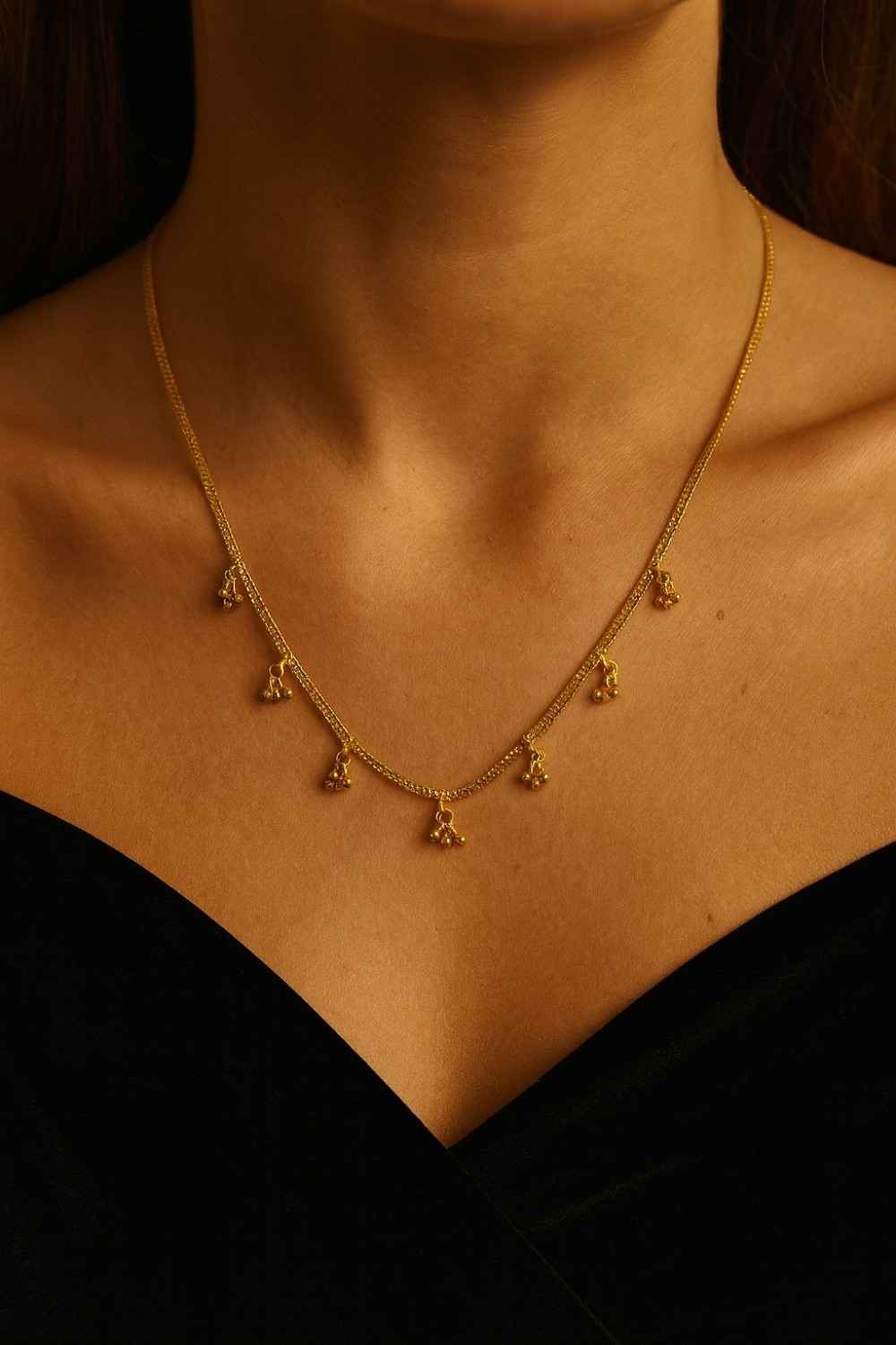 Elegant Gold-Plated Ghunghroo Necklace – Traditional Charm Meets Modern Grace