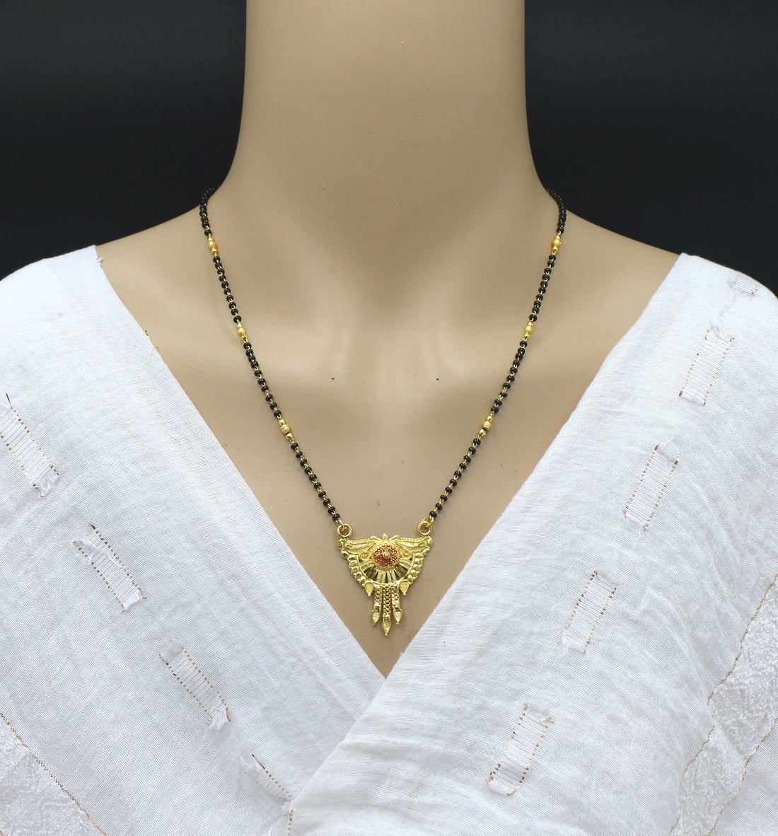 Antique Gold Plated Mangalsutra with Peacock Design Pendant – Traditional Ethnic Elegance 💛