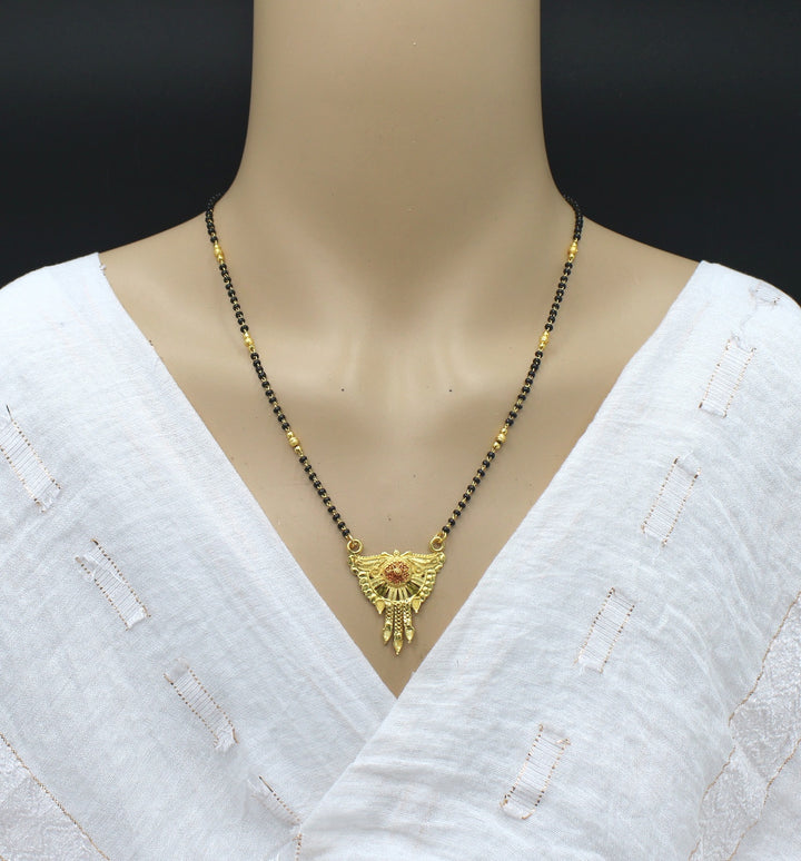 Antique Gold Plated Mangalsutra with Peacock Design Pendant – Traditional Ethnic Elegance 💛