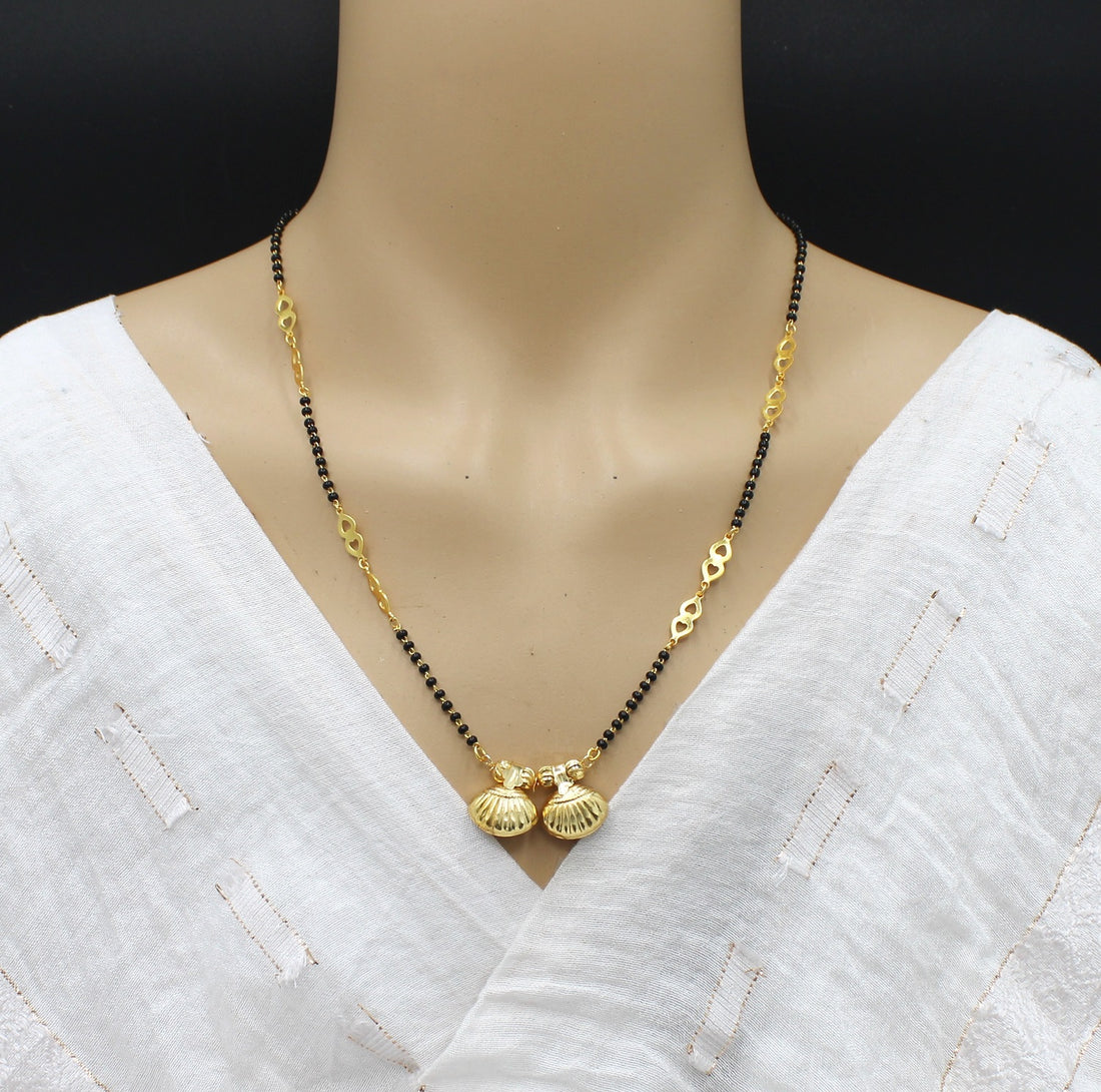 Elegant Shell Design Double Pendant Gold-Plated Mangalsutra – Grace Meets Tradition 🌸