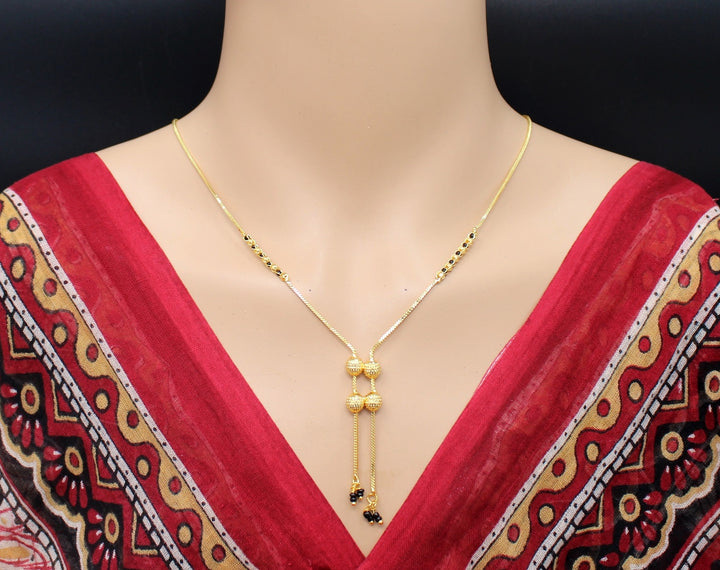 Stylish Double Bead Gold Plated Mangalsutra – Modern Minimalist Design for Everyday Elegance 💛
