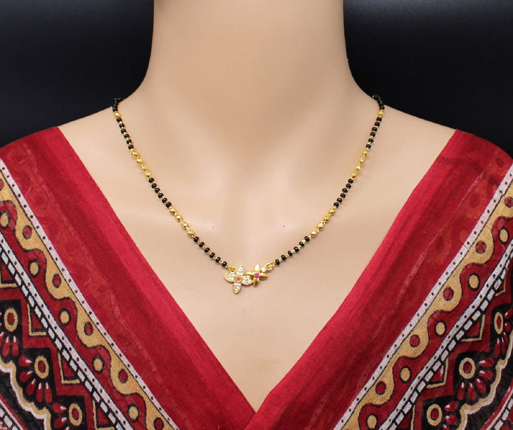 Floral Stone Design Gold Plated Mangalsutra for Women – Elegant Daily Wear 🌸✨