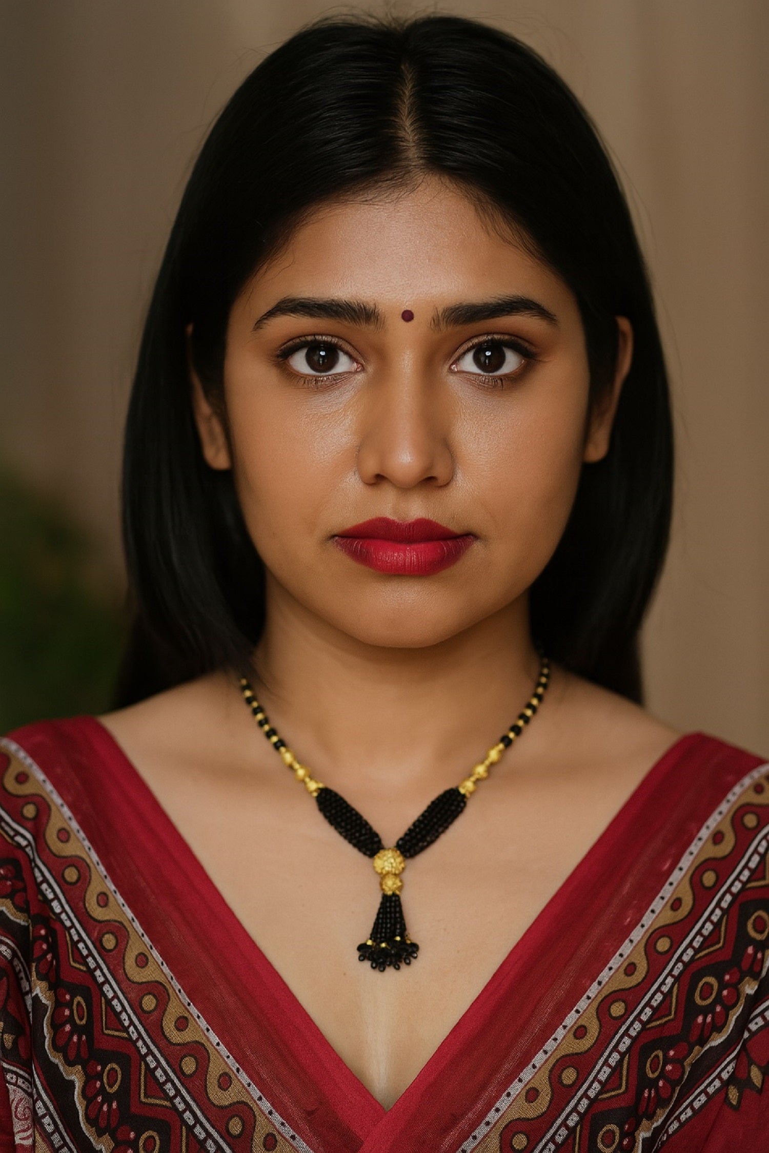 Classic Black Bead & Gold-Plated Short Mangalsutra – Symbol of Love & Timeless Grace 💛