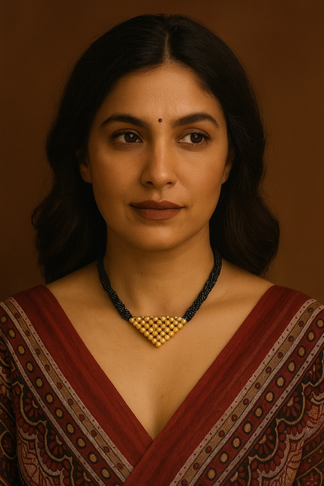 Royal Pyramid Black Bead Choker Mangalsutra – Bold Gold-Plated Statement Piece 💛