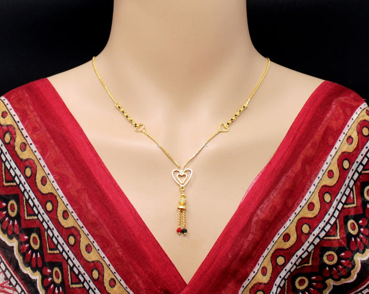 Heart Design Gold Plated Mangalsutra – Modern Symbol of Love & Commitment 💖