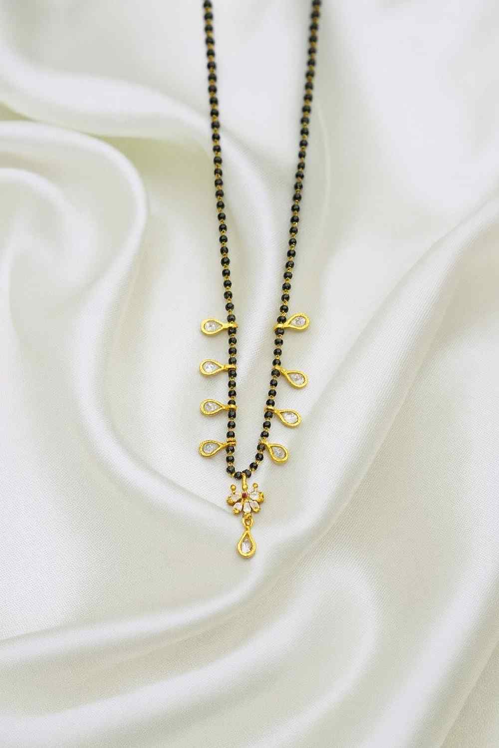 Grand Gold-Plated Double-Layer Long Mangalsutra – Red Stone & Black Bead Heritage Design