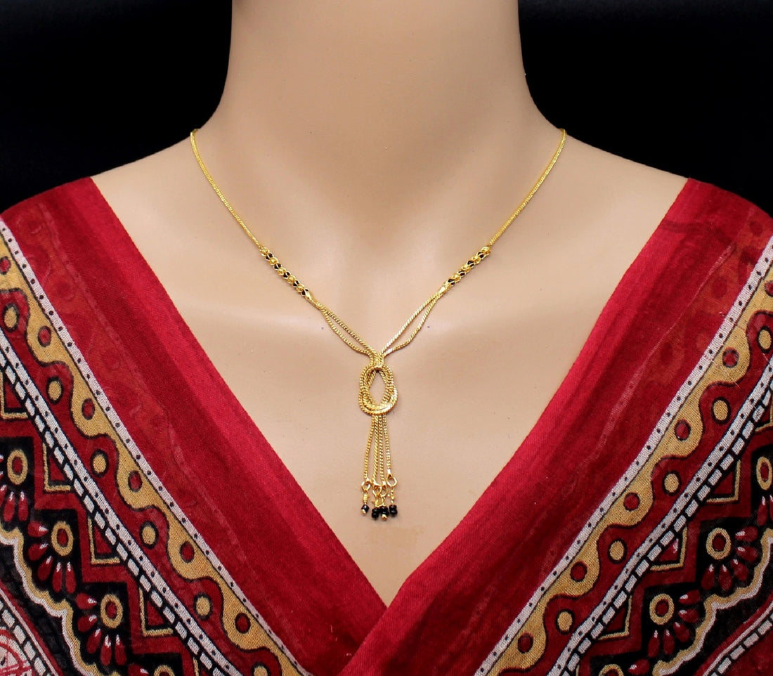 Elegant Double Chain Knot Design Gold Plated Mangalsutra for Women 💛