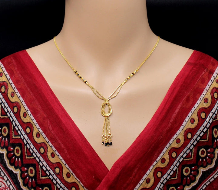 Elegant Double Chain Knot Design Gold Plated Mangalsutra for Women 💛