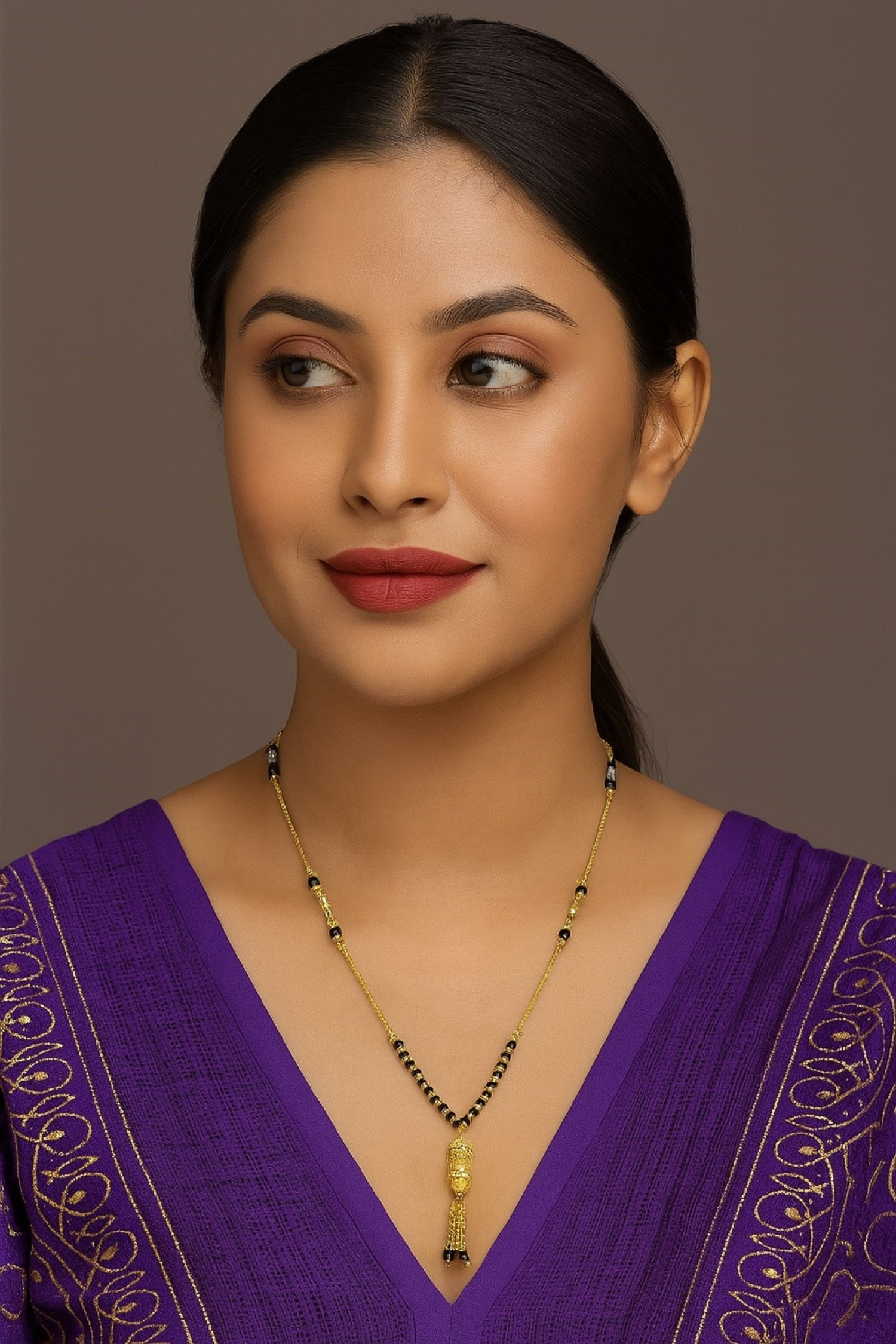 Stylish Gold-Plated Mangalsutra with Designer Pendant & Black Beads – Perfect for Daily & Festive Wear
