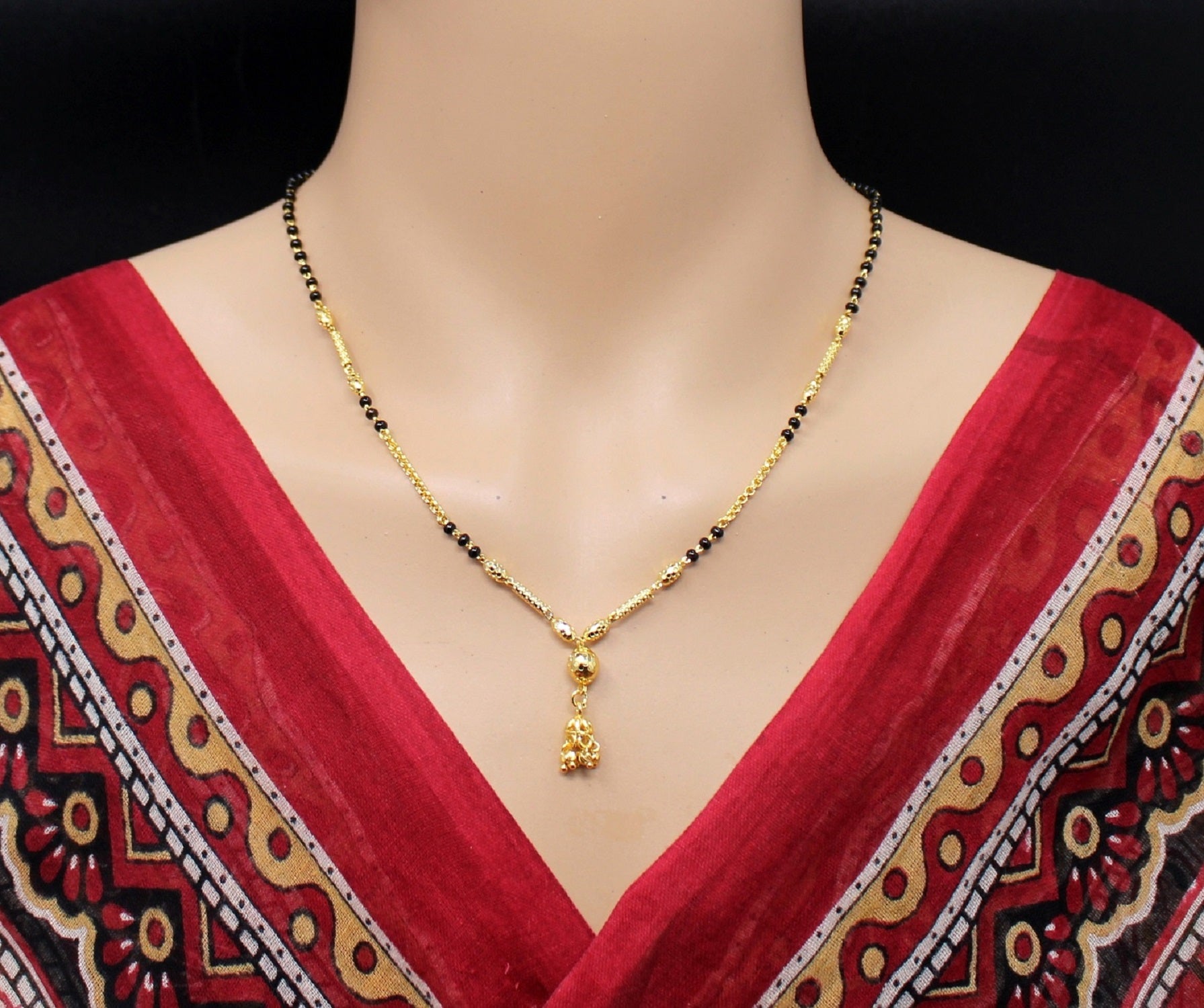 Classic Gold Plated Daily Wear Mangalsutra with Hanging Charm – Simple & Elegant Design 💛