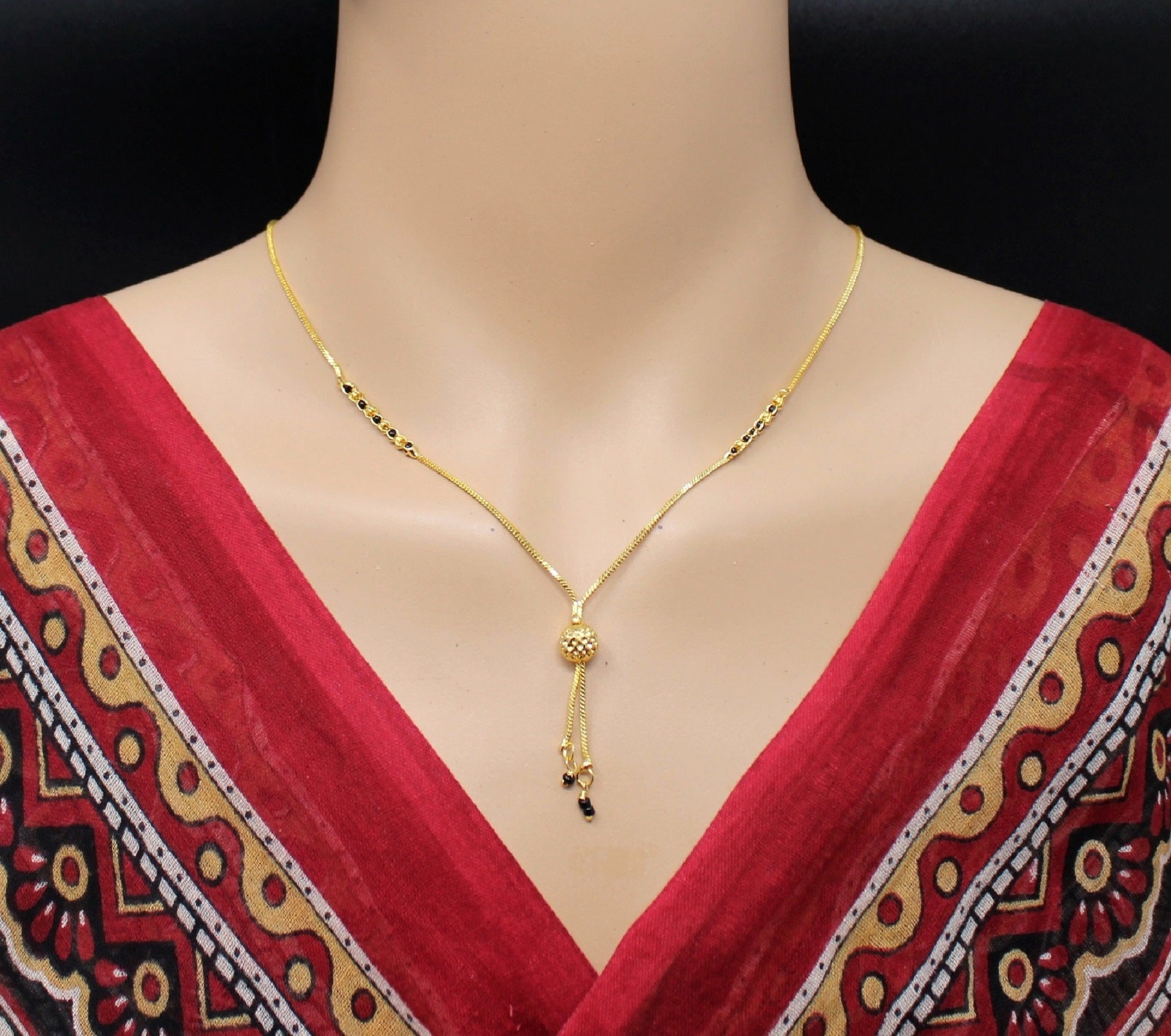 Stylish Daily Wear Gold Plated Mangalsutra with Black Bead Detailing – Minimal &