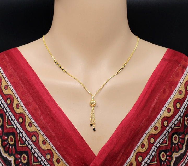 Stylish Daily Wear Gold Plated Mangalsutra with Black Bead Detailing – Minimal &