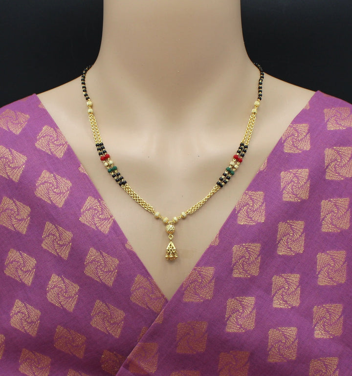 Elegant Dual Chain Gold Plated Mangalsutra with Color Beads – Traditional Charm for Modern Women 💛