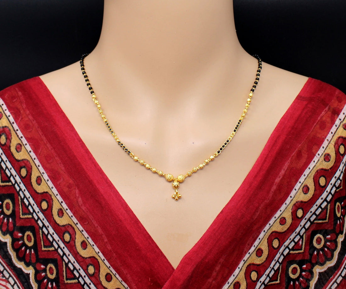 Traditional Gold Plated Mangalsutra with Black Beads – Elegant Daily Wear Design ✨