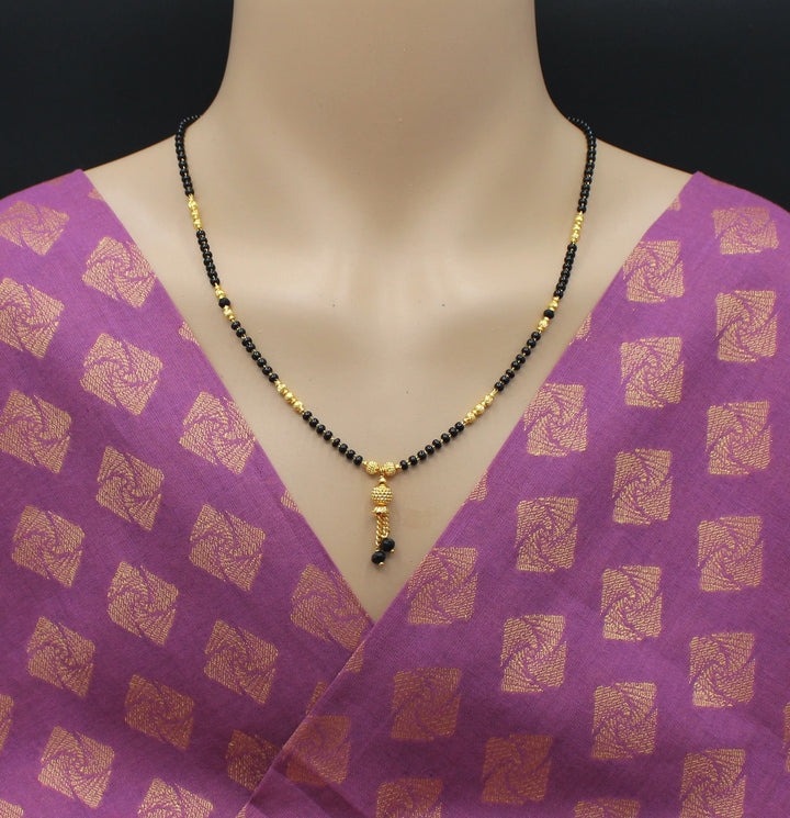 Elegant Daily Wear Black Bead Gold Plated Mangalsutra with Hanging Charm – Simple & Stylish Design 💛