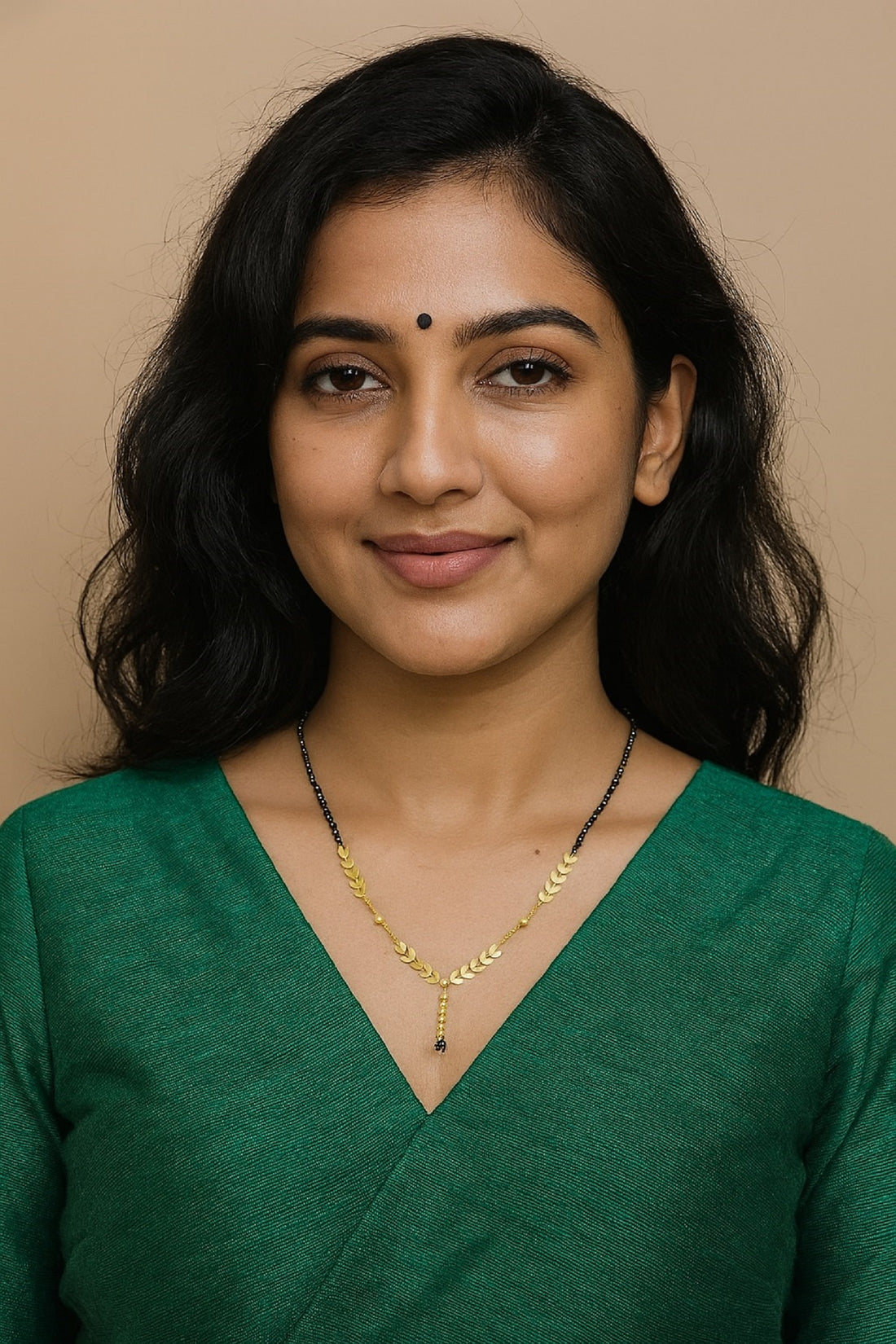 Elegant Leaf Pattern Gold-Plated Mangalsutra – Lightweight Daily Wear Design