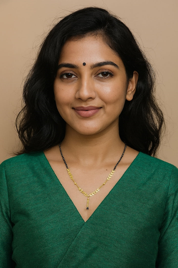 Elegant Leaf Pattern Gold-Plated Mangalsutra – Lightweight Daily Wear Design