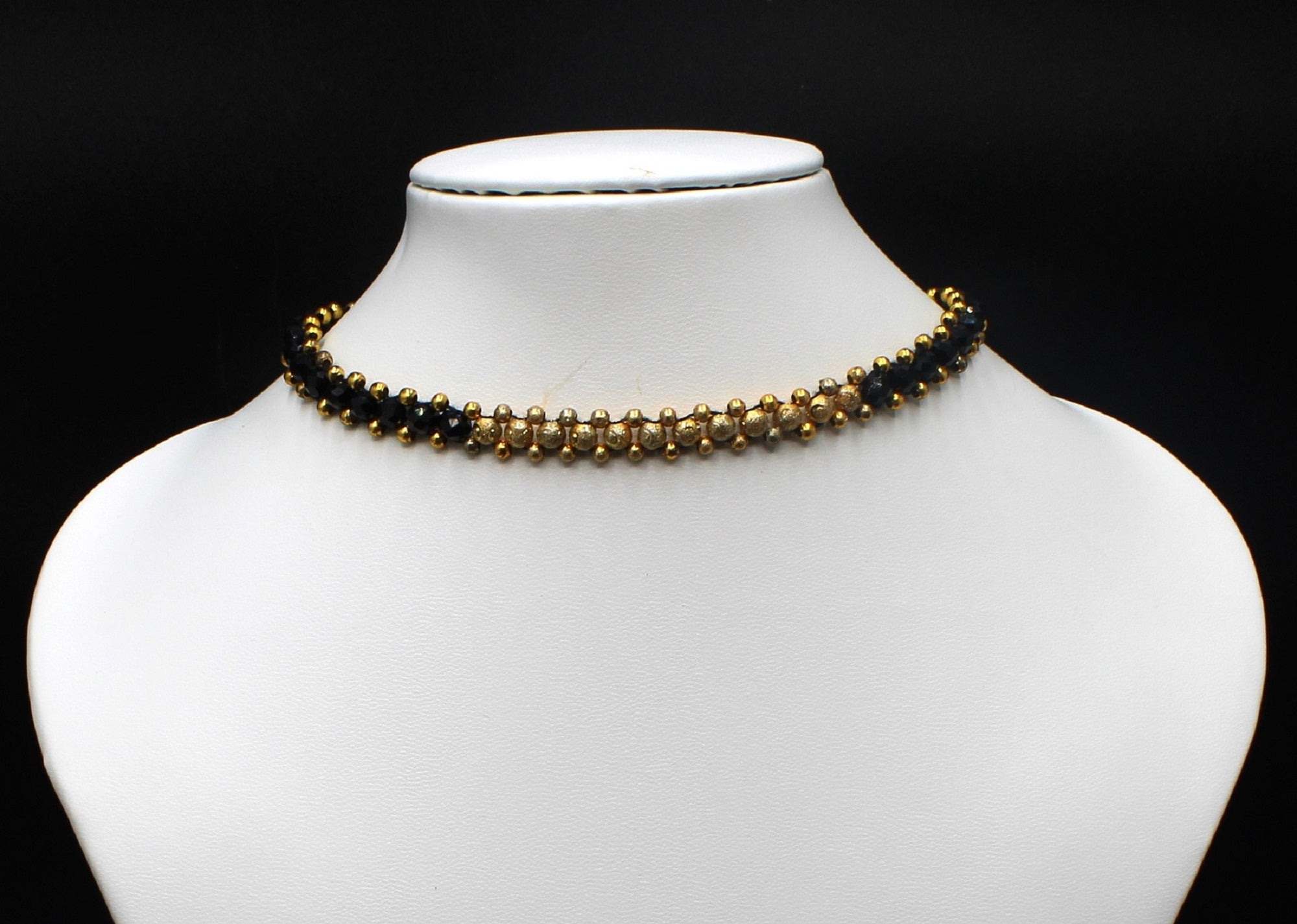 Gold-Plated Beaded Choker Mangalsutra – Bold Traditional Short Neck Design