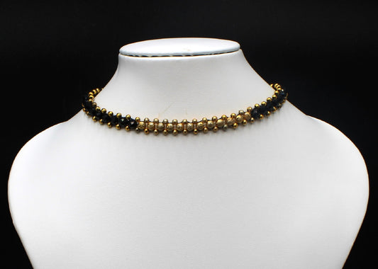 Gold-Plated Beaded Choker Mangalsutra – Bold Traditional Short Neck Design