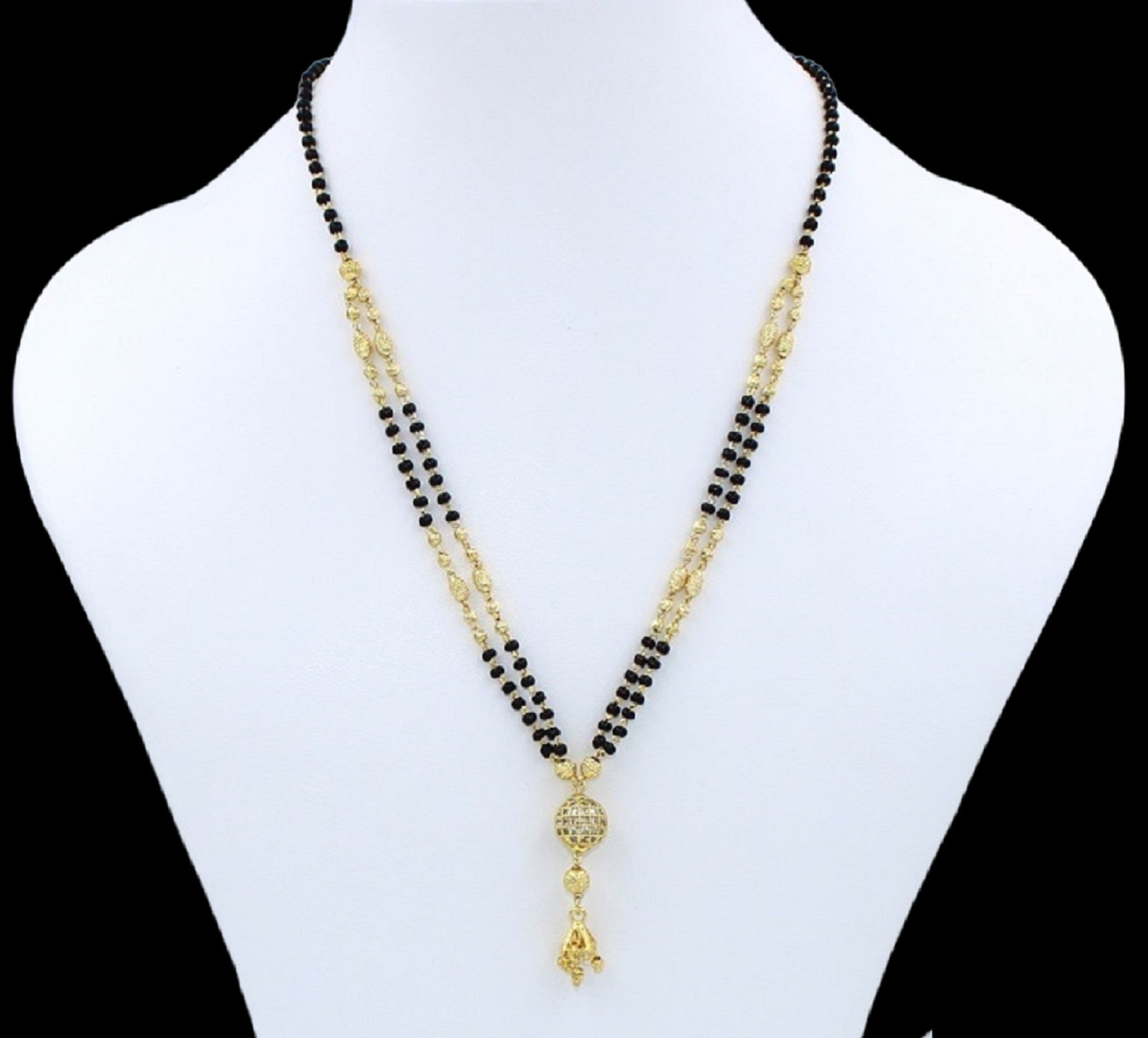 Traditional Gold Plated Mangalsutra with Black Beads – Elegant Daily Wear Design ✨