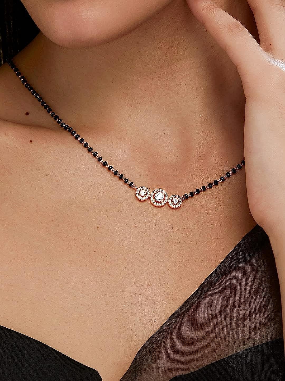 Trio Solitaire Diamond Mangalsutra – Modern Elegance in Every Bead 💎