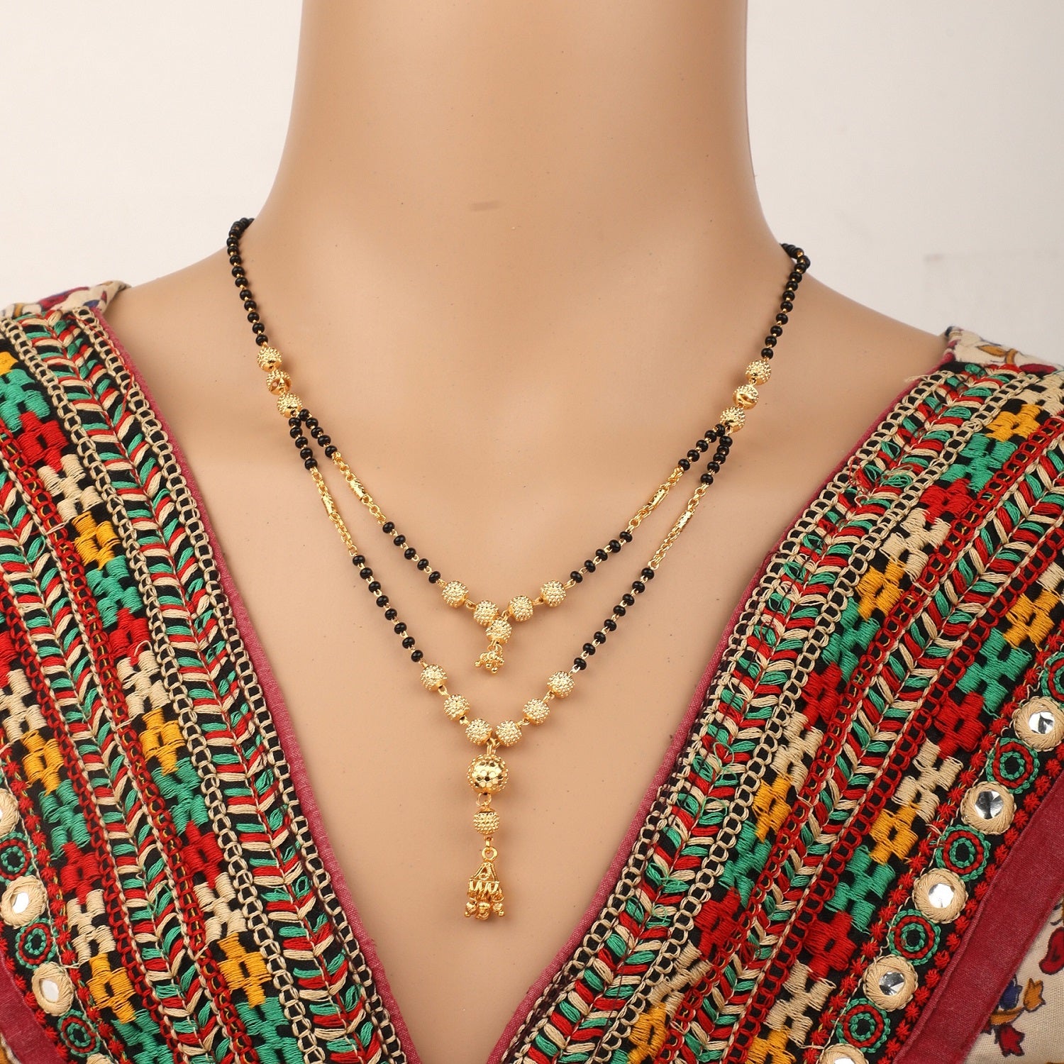 Double Layer Gold Plated Designer Mangalsutra 💛 | Traditional Yet Trendy Black Bead Chain for Daily & Festive Wear