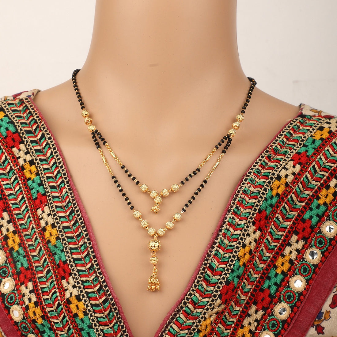 Double Layer Gold Plated Designer Mangalsutra 💛 | Traditional Yet Trendy Black Bead Chain for Daily & Festive Wear