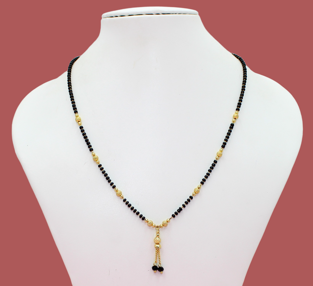 Gold Plated Daily Wear Mangalsutra with Hanging Bead Tassel – Elegant & Lightweight Traditional Design 💛