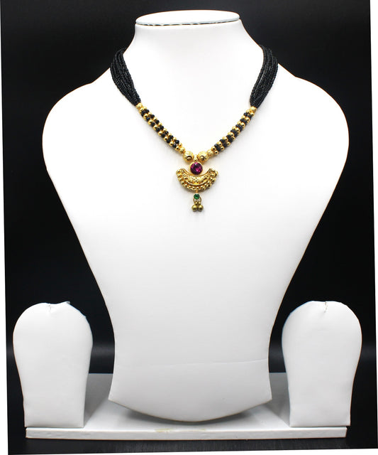 Regal Ruby Bird Pendant Mangalsutra – Handcrafted Gold-Plated Symbol of Grace & Strength 💖✨