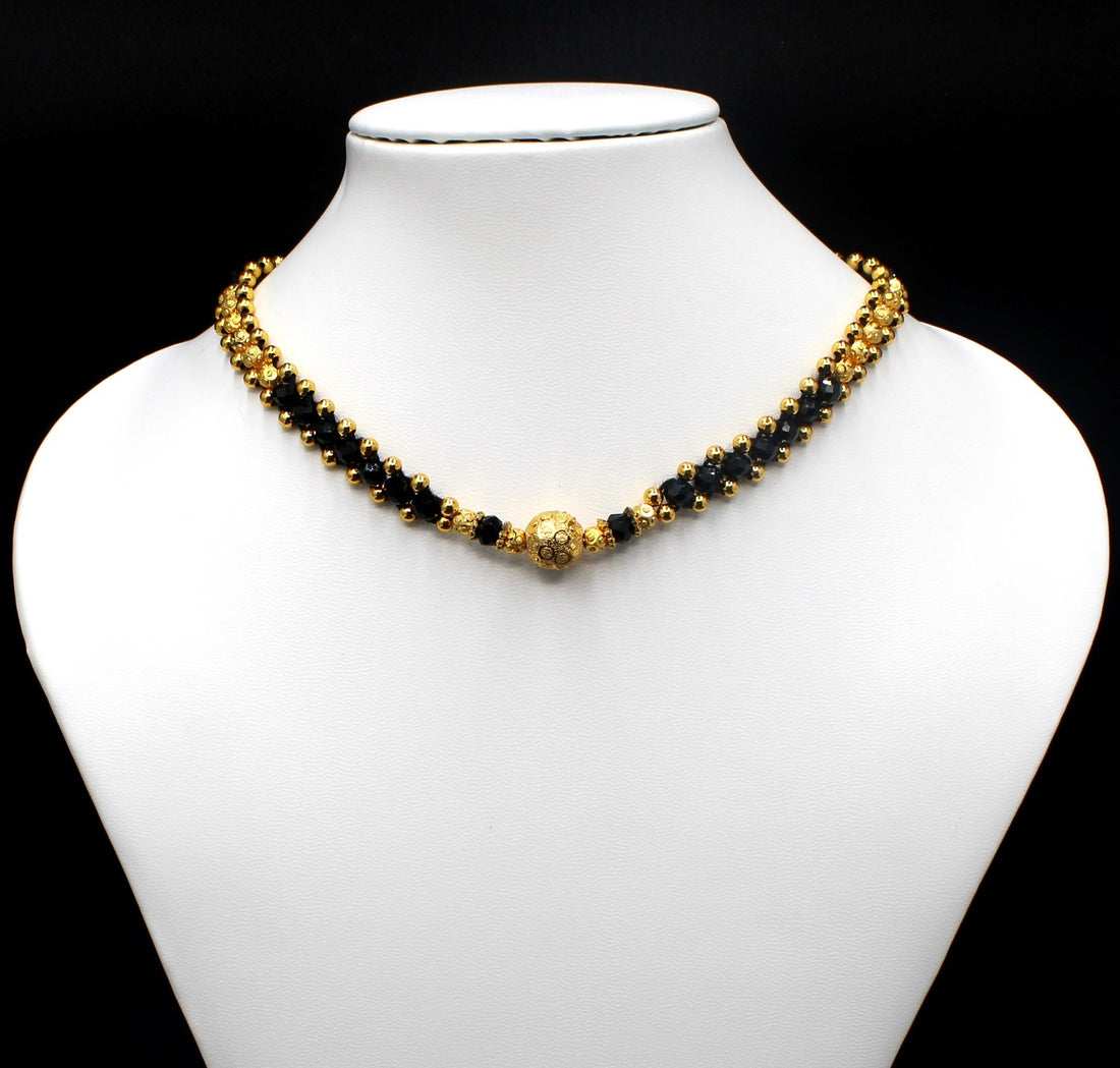 Elegant Black & Gold Bead Choker Mangalsutra – Minimal Beauty for Modern Women 💛