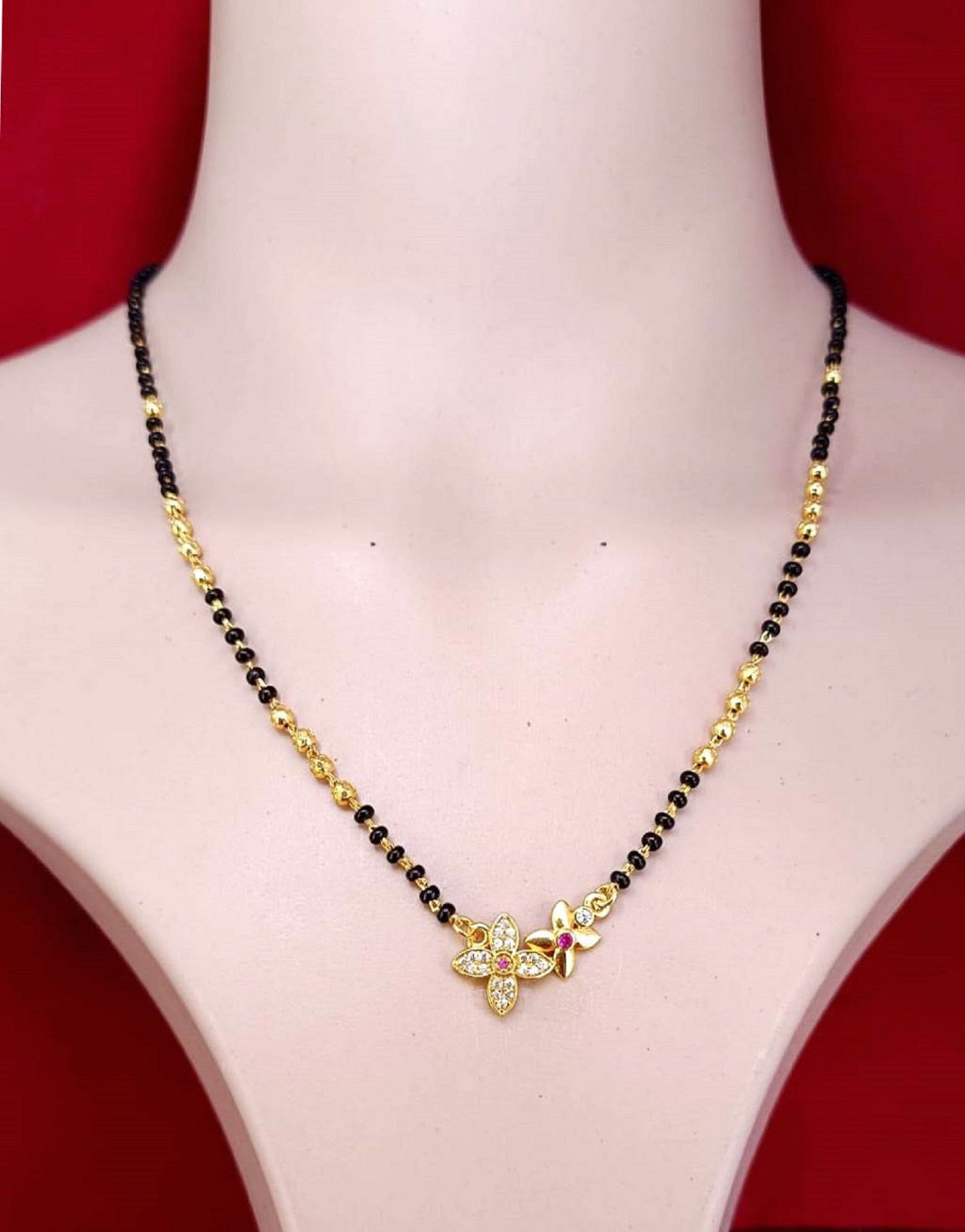 Floral Stone Design Gold Plated Mangalsutra for Women – Elegant Daily Wear 🌸✨