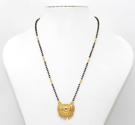 Antique Half Moon Gold Plated Mangalsutra – Traditional Maharashtrian Design with Elegant Beaded Detailing 💛