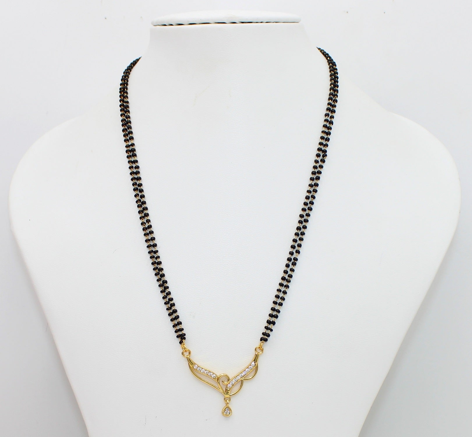 Elegant Double-Line Mangalsutra with Designer Gold-Plated Pendant