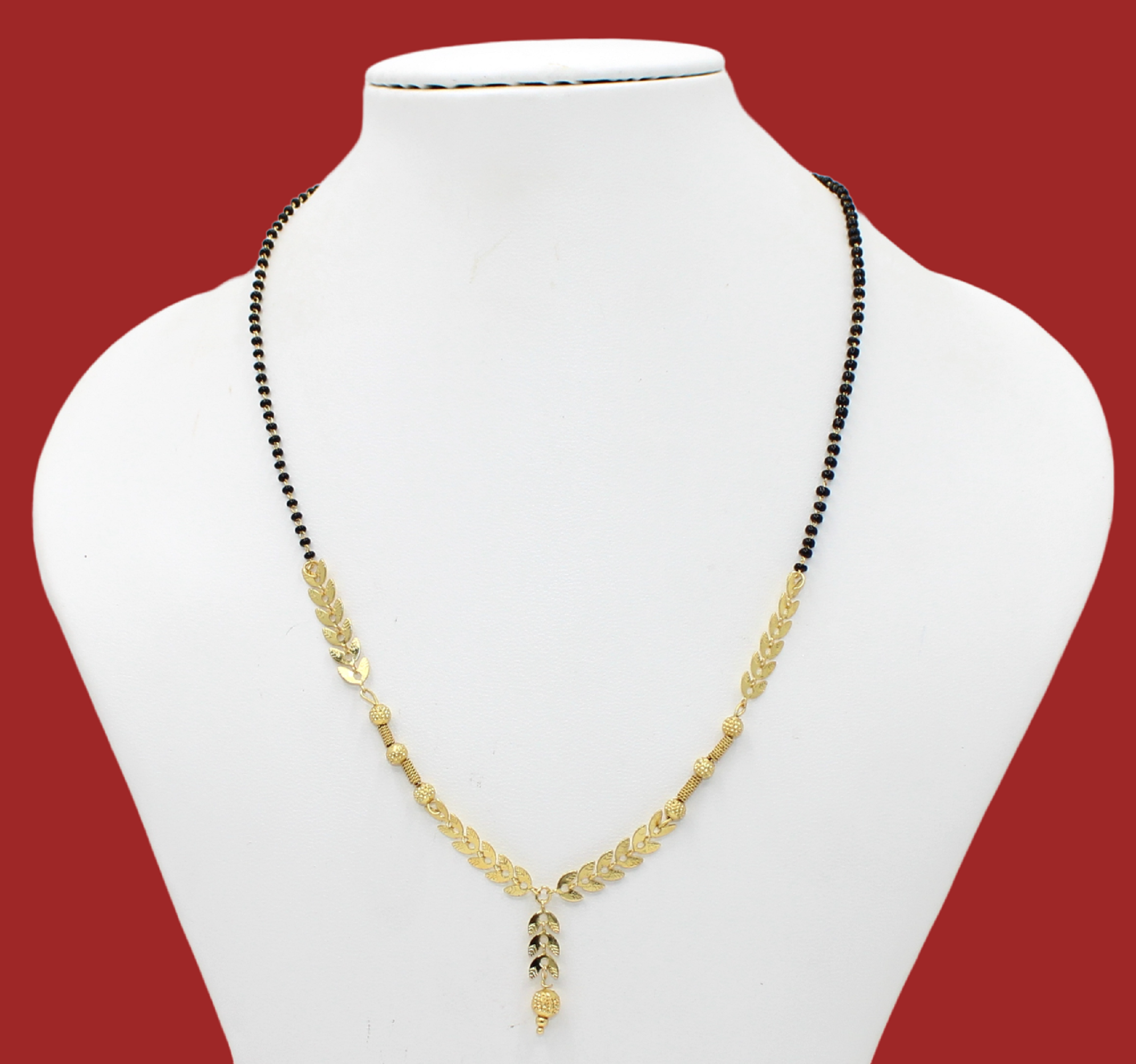 Elegant Leaf Design Gold-Plated Mangalsutra – Modern Daily Wear Minimal Style
