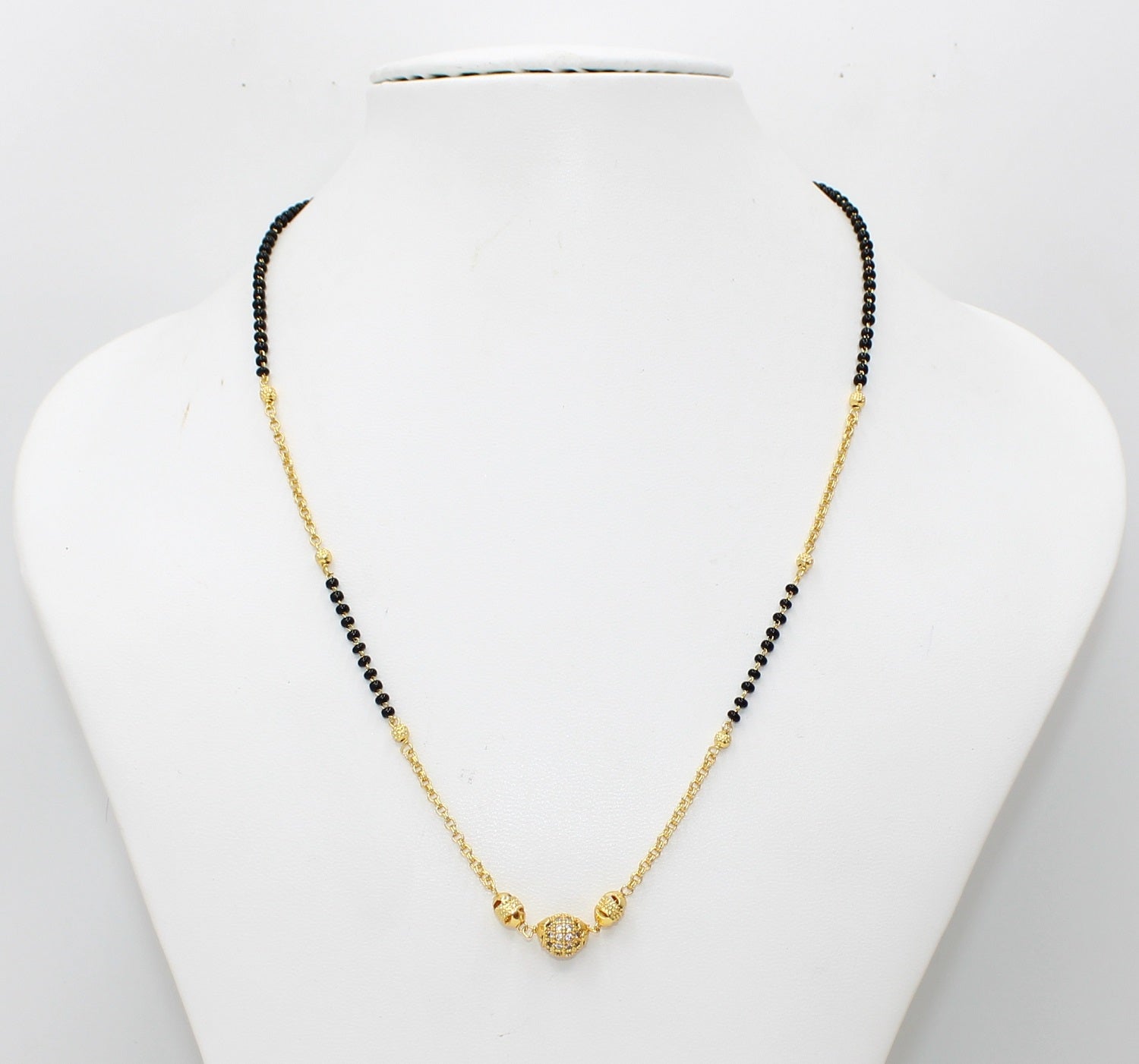 Elegant Gold Plated Daily Wear Mangalsutra with Crystal Bead Centerpiece ✨