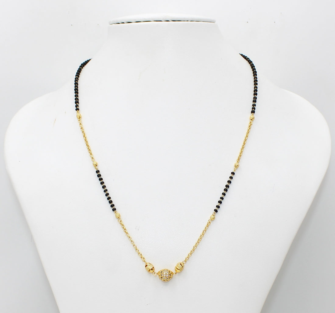 Elegant Gold Plated Daily Wear Mangalsutra with Crystal Bead Centerpiece ✨
