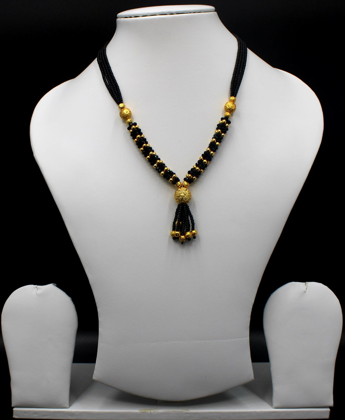 Royal Black Bead Multi-Layer Tassel Mangalsutra – 1 Gram Gold Plated Traditional Beauty 🖤✨