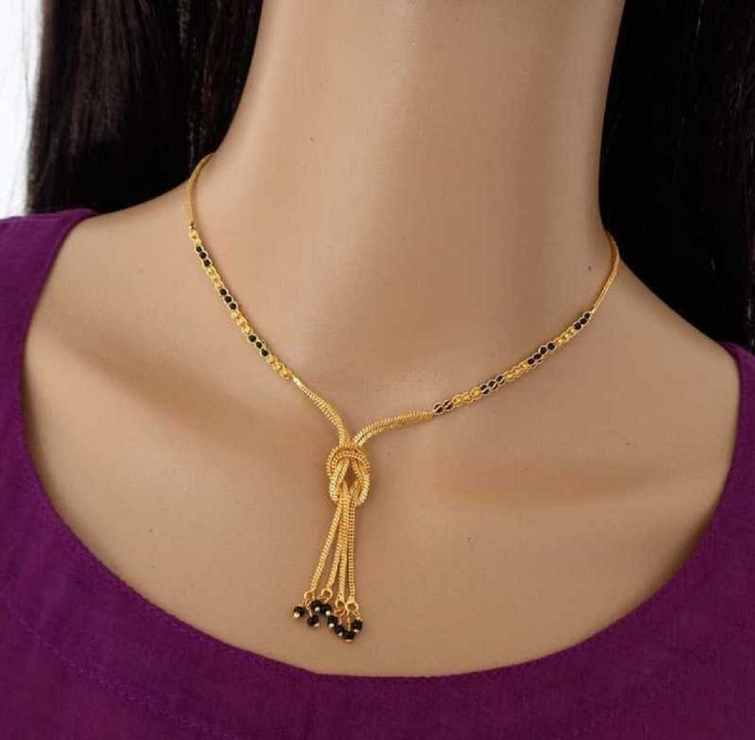 Elegant Double Chain Knot Design Gold Plated Mangalsutra for Women 💛